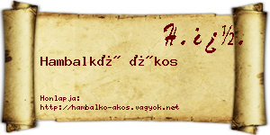 Hambalkó Ákos névjegykártya